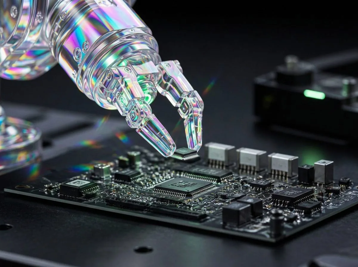 Robotic hand assembling a circuit board