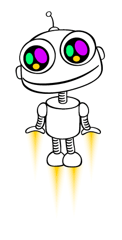 friendly robot with large, bright eyes